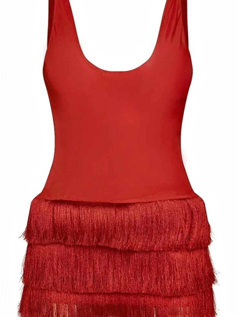 Rust Fringe hem Mini Dress - Picture 3 of 5
